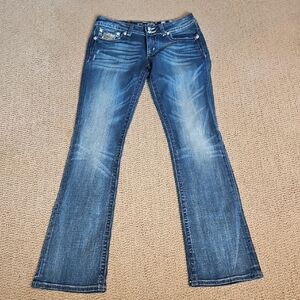 Miss Me Women's Distressed Dark Blue Flare Jeans
